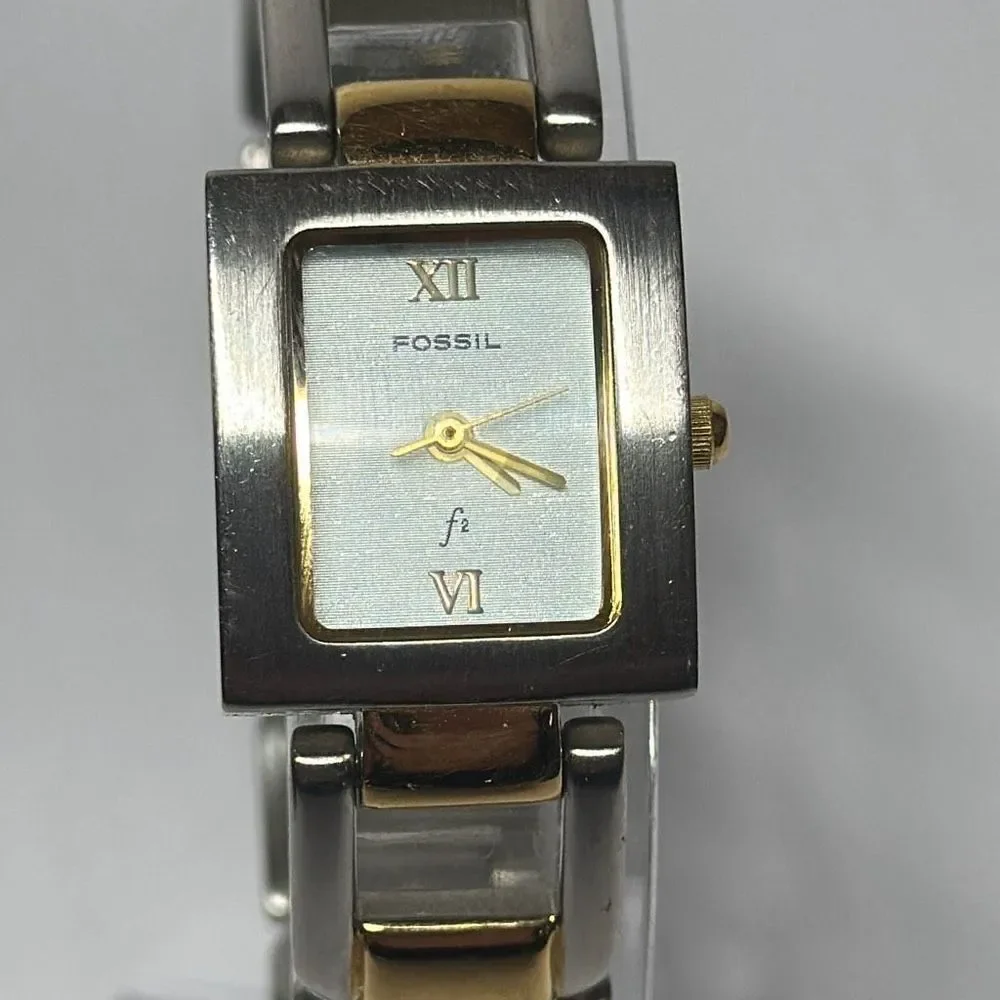 Fossil ES-9246 Ladies Womens Gold Silver Stainless‎ Steel Watch Needs BATTERY